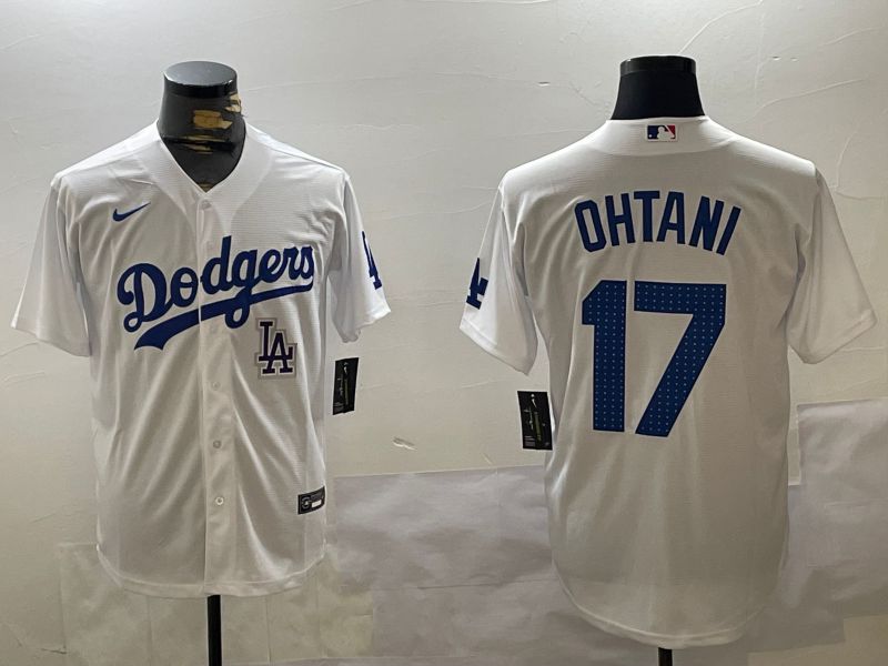 Men Los Angeles Dodgers #17 Ohtani White Game 2024 Nike MLB Jersey style 11207->los angeles dodgers->MLB Jersey